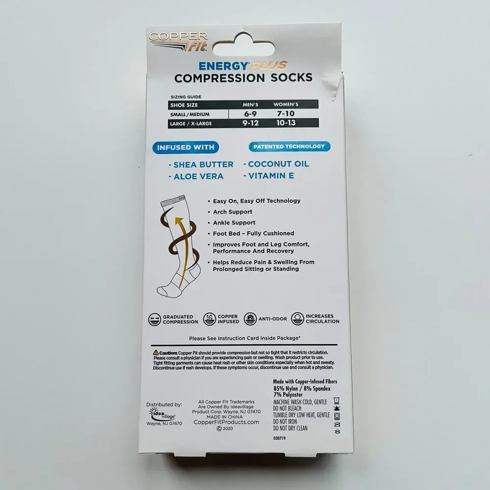 3 Pair Copper Fit Energy Plus Compression Socks Size S/M NEW